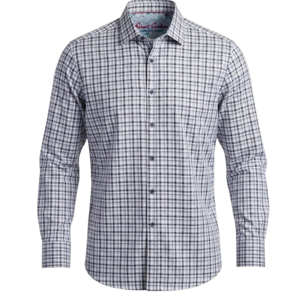 Robert Graham Button Down Mens 3XL Black White Good Plaid Tailored Fit Shirt